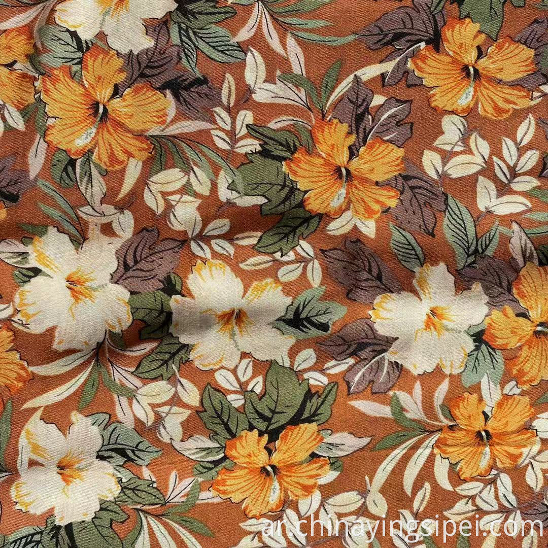 45S Soft Challis Rayon Fabric Flaim Fabric Rayon Floral Printed Tecido Viscose Material Viscose 100 ٪